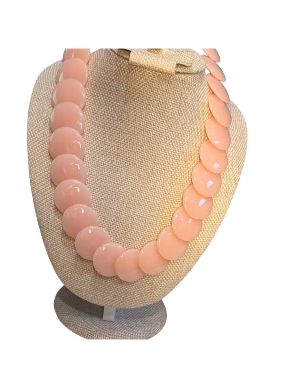 Vintage Trifari Pink Lucite Disc Beaded Necklace w Gold-Tone Clasp Elegant Retro - Picture 2 of 8